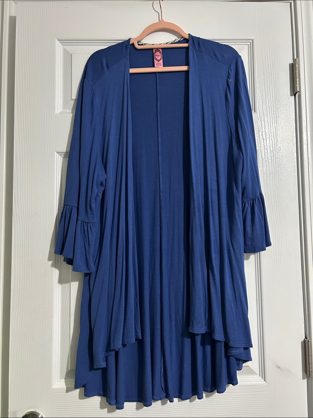 Women's Open-Front Ruffle Sleeve Cardigan - Royal Blue